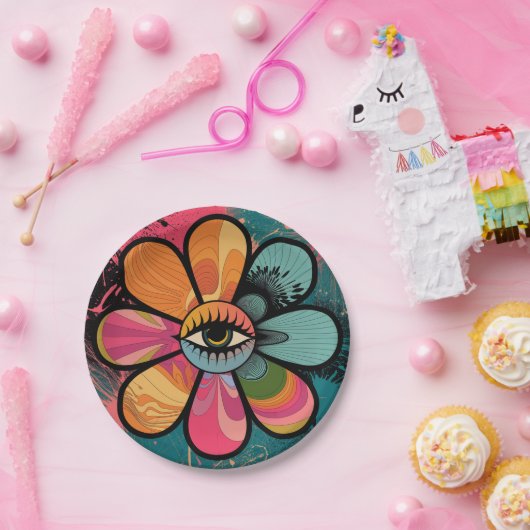 PAPIERPLATTE FÜR GROOVY PSYCHEDELIC 60er Pappteller (Party)