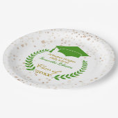 Papierplatte für grüne Cap und Laurel Graduation P Pappteller (Schrägansicht)