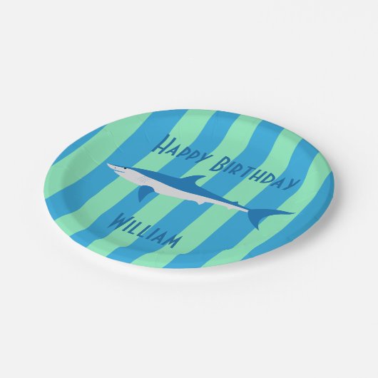 Papierplatte für Haifischfische aus Party Pappteller (Schrägansicht)