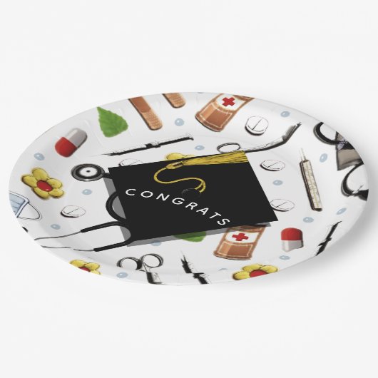 Papierplatte für Krankenpfleger oder Abschluss Pappteller (Schrägansicht)