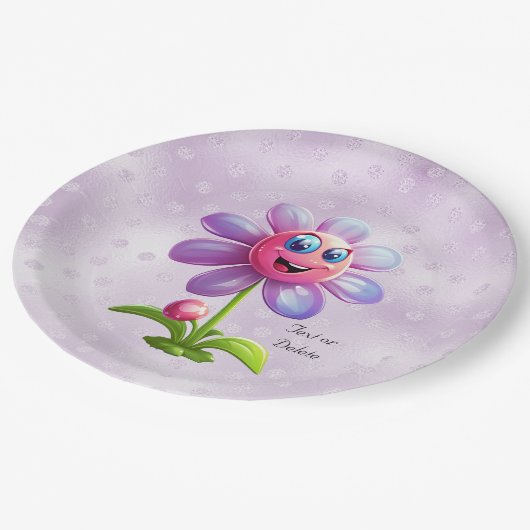 Papierplatte für lila Blume Pappteller (Schrägansicht)