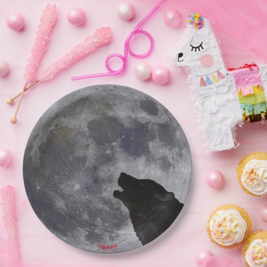 Papierplatte für Mond und Howling Wolf Pappteller (Party)