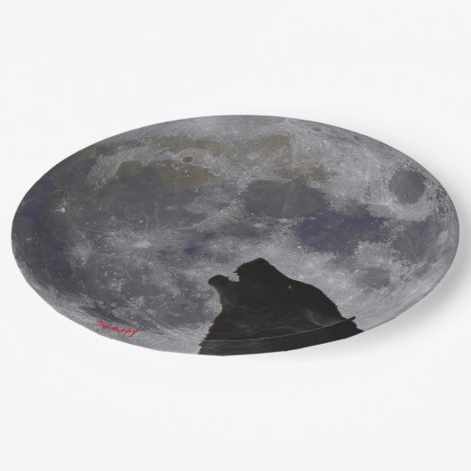 Papierplatte für Mond und Howling Wolf Pappteller (Schrägansicht)