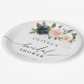 Papierplatte für navy und rosa Brautparty Pappteller (Schrägansicht)