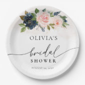 Papierplatte für navy und rosa Brautparty Pappteller (Vorderseite)