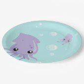 Papierplatte für Niedlichen Tintenfisch Pappteller (Schrägansicht)