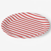 Papierplatte für Preppy Red & White Streifen Pappteller (Schrägansicht)