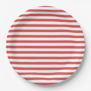 Papierplatte für Preppy Red & White Streifen Pappteller