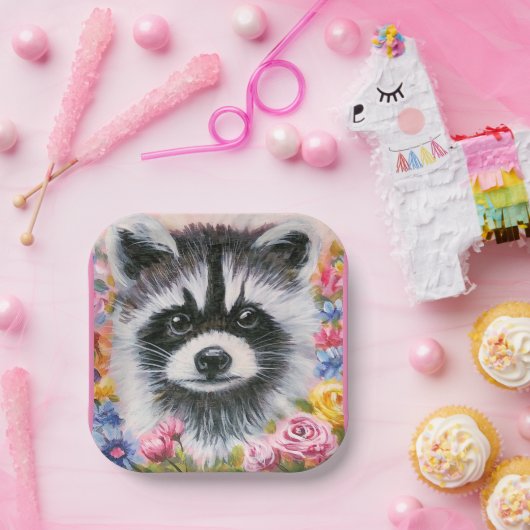 Papierplatte für Raccoon und Blume Pappteller (Party)