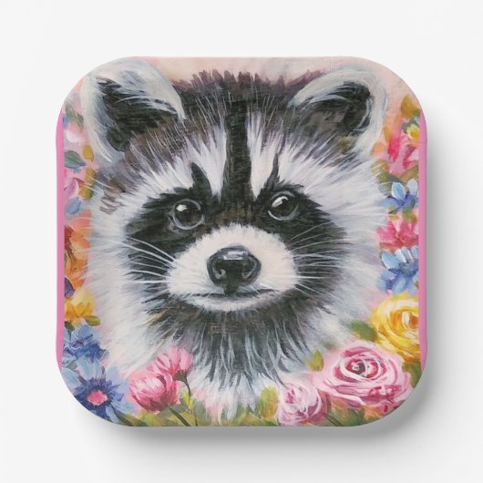 Papierplatte für Raccoon und Blume Pappteller (Vorderseite)