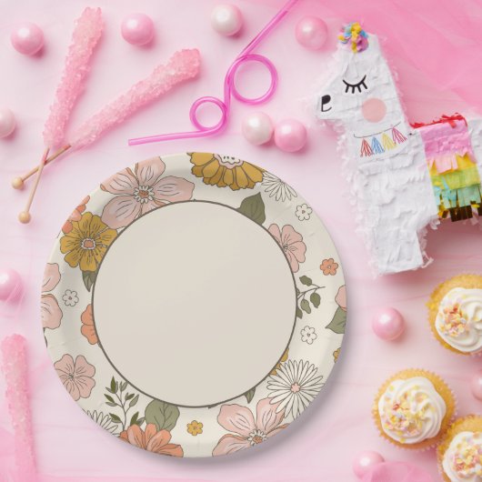 Papierplatte für Retro-Blume Pappteller (Party)