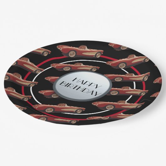 Papierplatte für rote Korvette Pappteller (Schrägansicht)