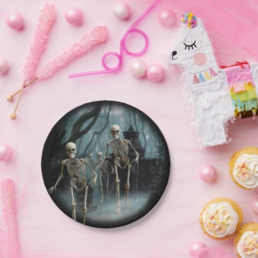 Papierplatte für Spuk Skelette Pappteller (Party)
