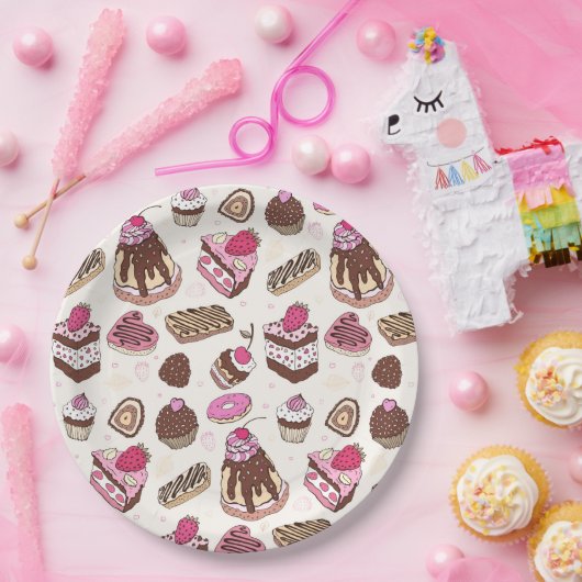 Papierplatte für süße Leckereien Pappteller (Party)
