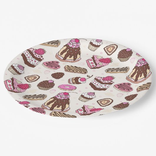 Papierplatte für süße Leckereien Pappteller (Schrägansicht)