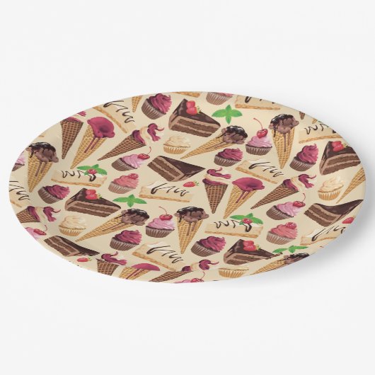 Papierplatte für süße Leckereien Pappteller (Schrägansicht)