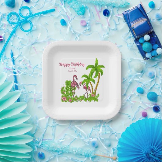 Papierplatte für tropische Flamingos und Blume Pappteller (Party)