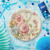 Papierplatte für Vintage rosa Blume Pappteller (Party)