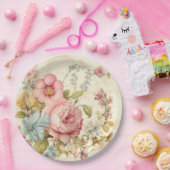 Papierplatte für Vintage rosa Blume Pappteller (Party)