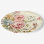 Papierplatte für Vintage rosa Blume Pappteller (Schrägansicht)