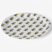 Papierplatte - Gelbe und Schwarze Bienen Pappteller (Schrägansicht)