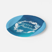 Papierplatte glücklicher Pessach Blaubraune Flora Pappteller (Schrägansicht)