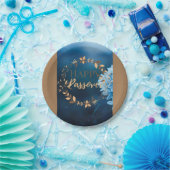 Papierplatte glücklicher Pessach Blaubraune Flora Pappteller (Party)