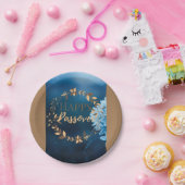 Papierplatte glücklicher Pessach Blaubraune Flora Pappteller (Party)