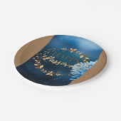 Papierplatte glücklicher Pessach Blaubraune Flora Pappteller (Schrägansicht)