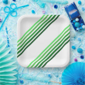 Papierplatte - grüne Diagonalstreifen Pappteller (Party)