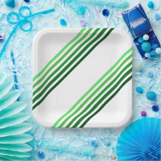 Papierplatte - grüne Diagonalstreifen Pappteller (Party)