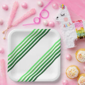 Papierplatte - grüne Diagonalstreifen Pappteller (Party)