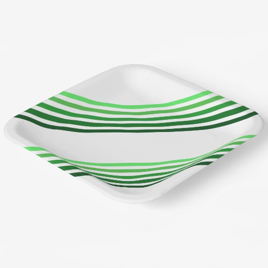 Papierplatte - grüne Diagonalstreifen Pappteller (Gewinkelt)
