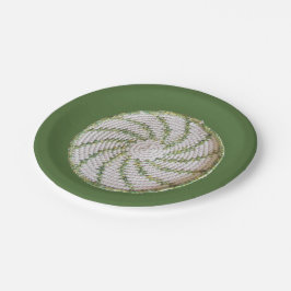 Papierplatte - grüne Spirale in Crochet Pappteller