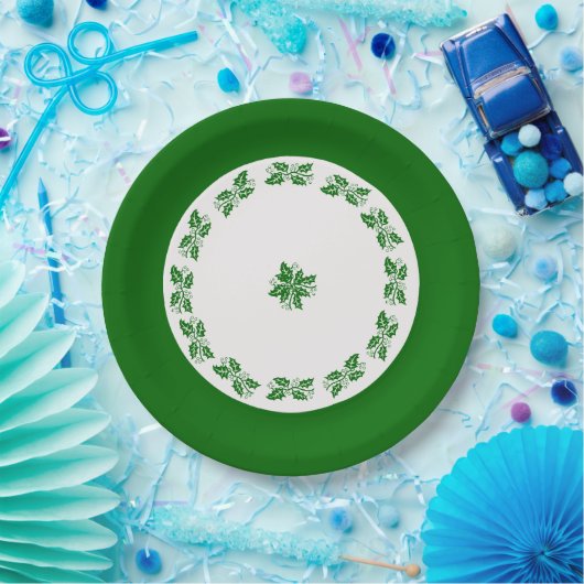 Papierplatte - Grüner Ring of Holly Pappteller (Party)