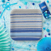 Papierplatte - Häkelmuster in Blau und Weiß Pappteller (Party)