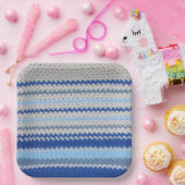 Papierplatte - Häkelmuster in Blau und Weiß Pappteller (Party)