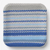 Papierplatte - Häkelmuster in Blau und Weiß Pappteller (Vorderseite)