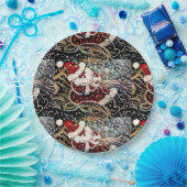 Papierplatte haltbarer Santa mit Schlitten Pappteller (Party)