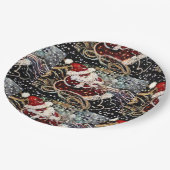 Papierplatte haltbarer Santa mit Schlitten Pappteller (Schrägansicht)