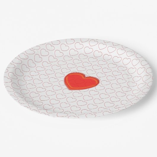 Papierplatte - Herz Pappteller (Schrägansicht)