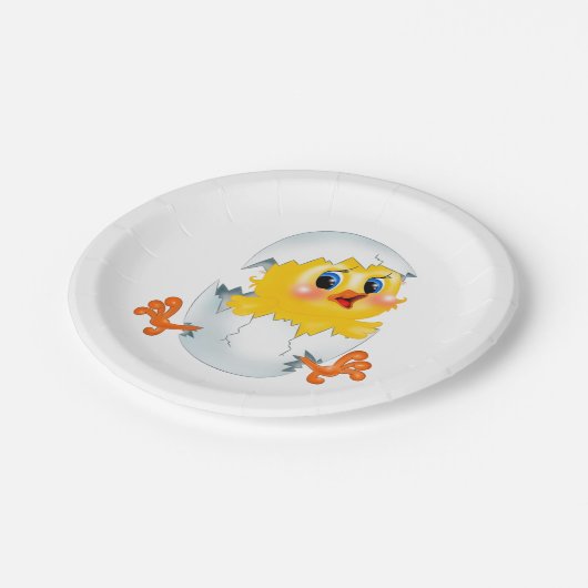 Papierplatte "Hühnchen" Pappteller (Schrägansicht)