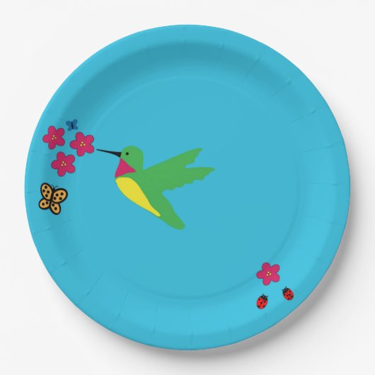 Papierplatte Hummingbird und Ladybug Pappteller (Vorderseite)