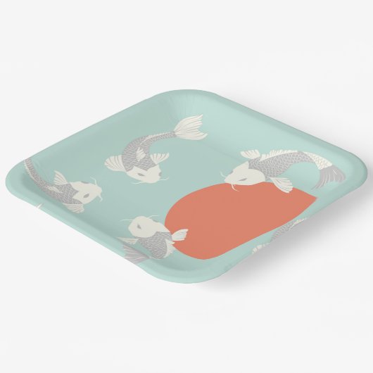PAPIERPLATTE: JAPANISCHE STIL: KOI FISH PATTERN  PAPPTELLER (Gewinkelt)