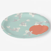 PAPIERPLATTE: JAPANISCHE STIL: KOI FISH PATTERN PAPPTELLER (Schrägansicht)