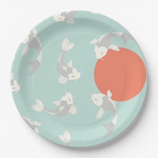 PAPIERPLATTE: JAPANISCHE STIL: KOI FISH PATTERN PAPPTELLER (Vorderseite)