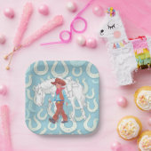 Papierplatte Junge Cowboy und Pferd Pappteller (Party)