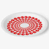 Papierplatte - Konzentrierte Kreise roter Perlen Pappteller (Schrägansicht)
