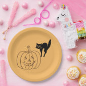 Papierplatte - Kürbis und schwarze Katze Pappteller (Party)