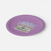 Papierplatte Lila mit Blume im Container Pappteller (Schrägansicht)